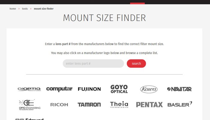 Midopt Filter Mount Size Finder